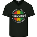 Love Peace Reggae Music Mens V-Neck Cotton T-Shirt Black