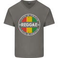 Love Peace Reggae Music Mens V-Neck Cotton T-Shirt Charcoal