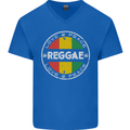 Love Peace Reggae Music Mens V-Neck Cotton T-Shirt Royal Blue