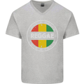 Love Peace Reggae Music Mens V-Neck Cotton T-Shirt Sports Grey