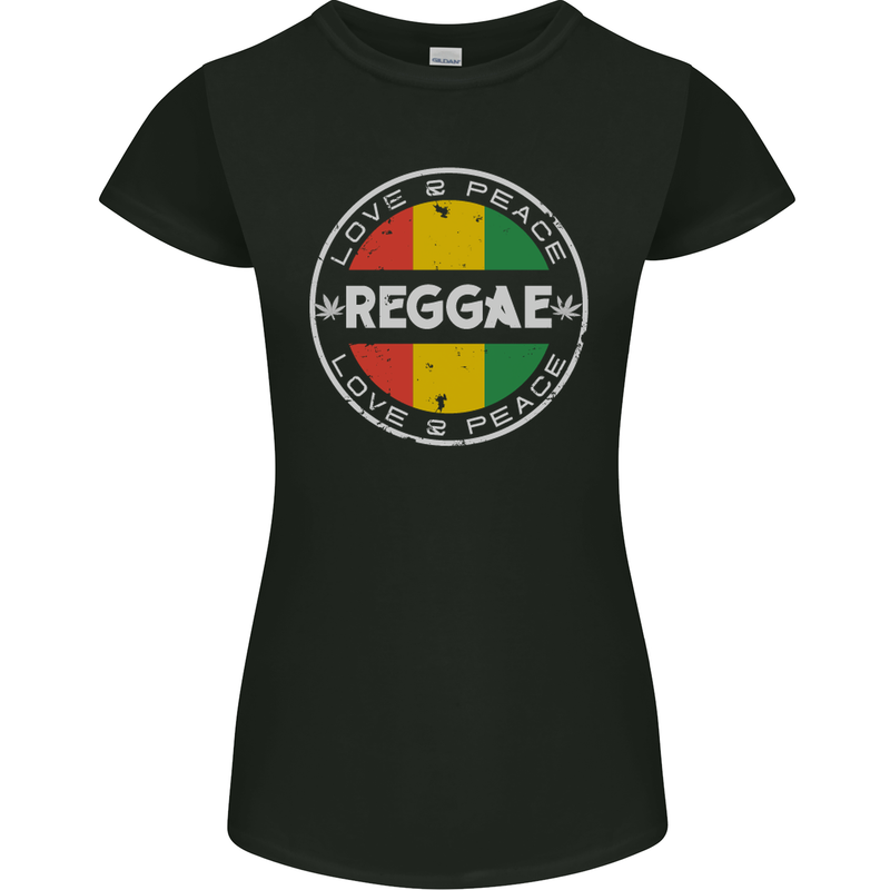 Love Peace Reggae Music Womens Petite Cut T-Shirt Black