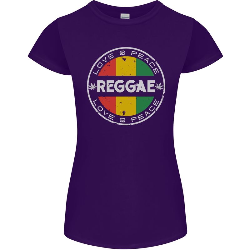 Love Peace Reggae Music Womens Petite Cut T-Shirt Purple
