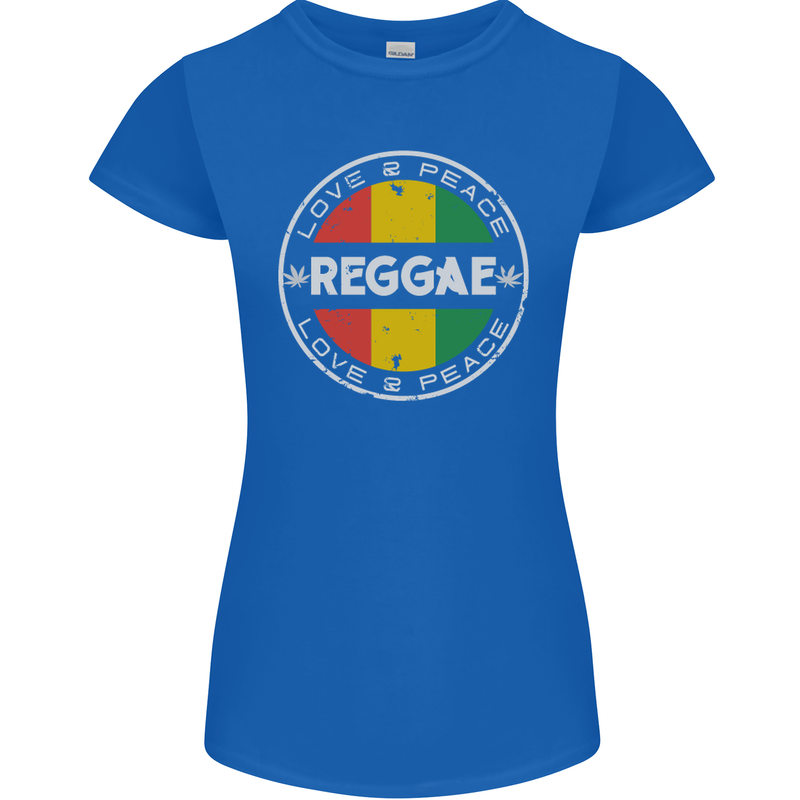Love Peace Reggae Music Womens Petite Cut T-Shirt Royal Blue