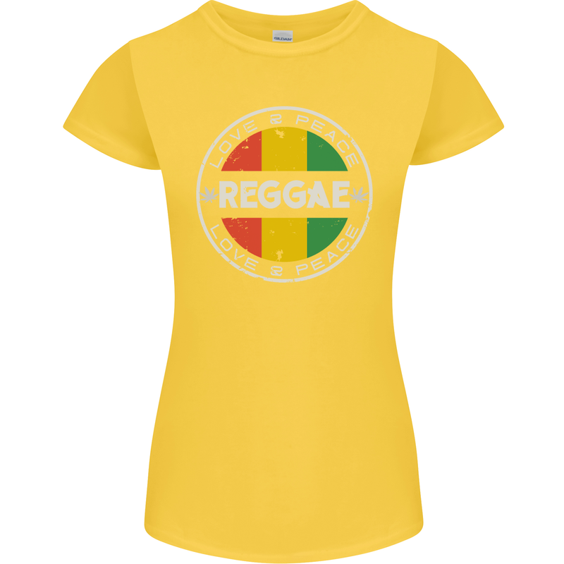 Love Peace Reggae Music Womens Petite Cut T-Shirt Yellow