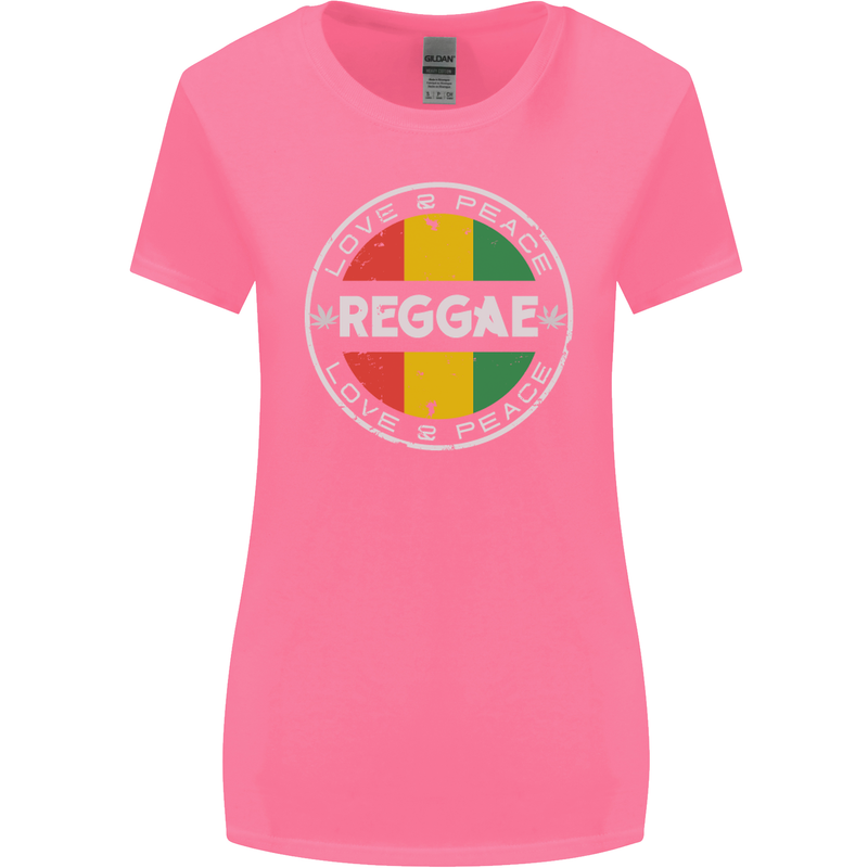 Love Peace Reggae Music Womens Wider Cut T-Shirt Azalea