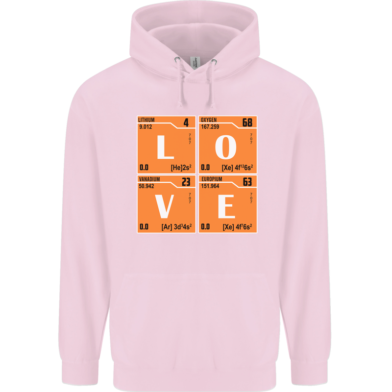 Love Periodic Table Chemistry Geek Funny Childrens Kids Hoodie Light Pink