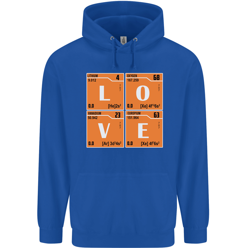 Love Periodic Table Chemistry Geek Funny Childrens Kids Hoodie Royal Blue