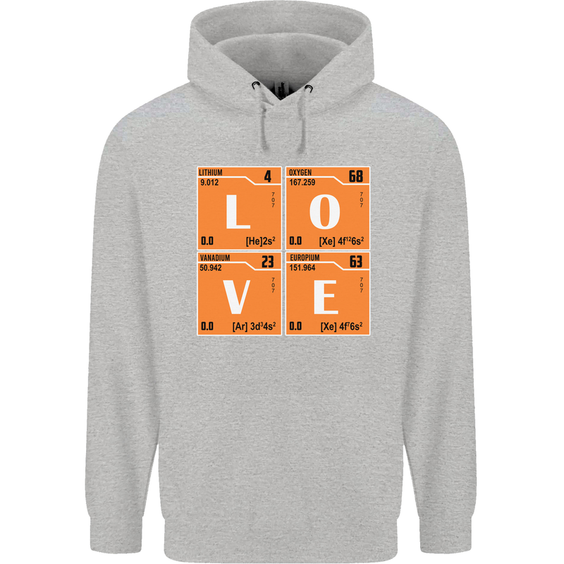 Love Periodic Table Chemistry Geek Funny Childrens Kids Hoodie Sports Grey