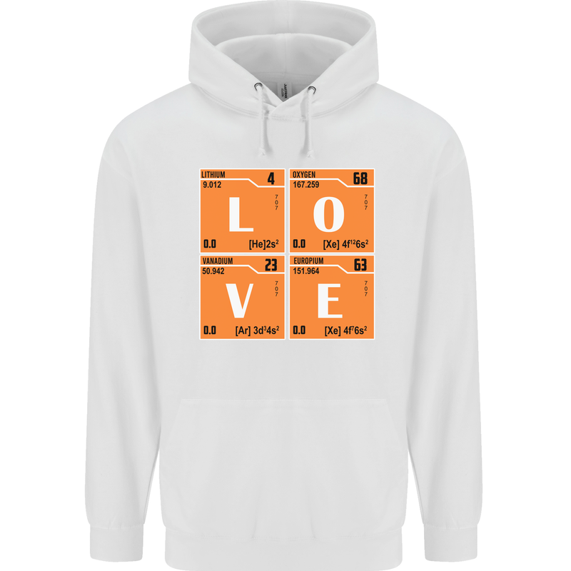Love Periodic Table Chemistry Geek Funny Childrens Kids Hoodie White