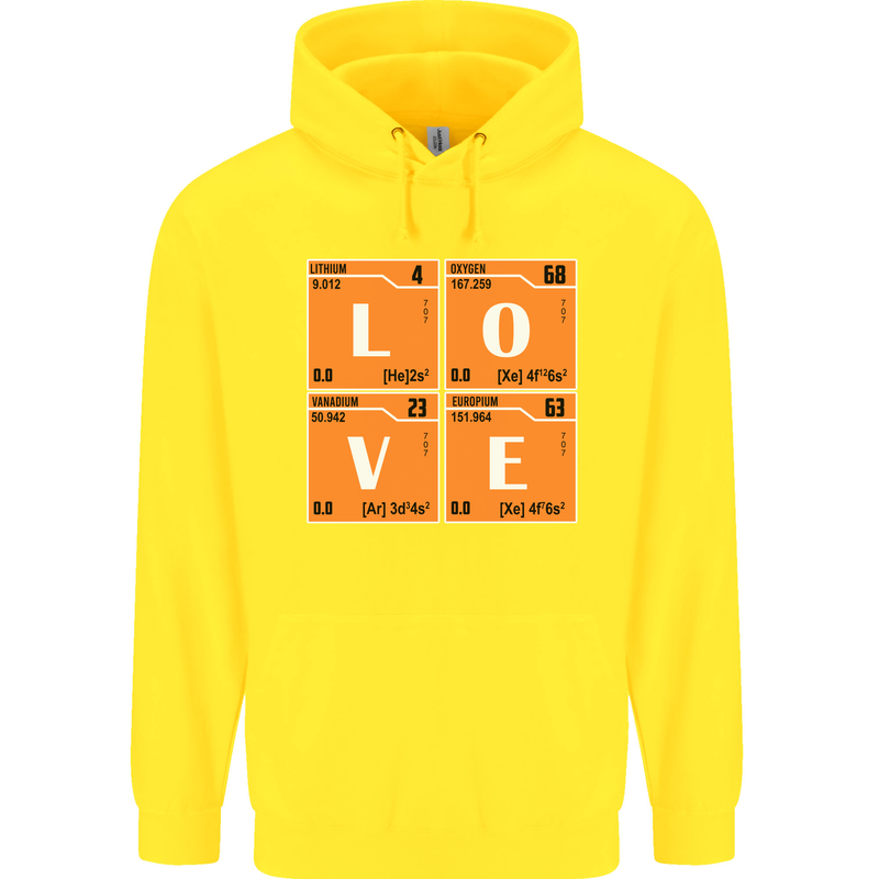 Love Periodic Table Chemistry Geek Funny Childrens Kids Hoodie Yellow