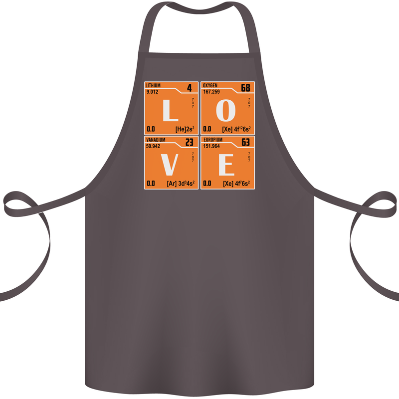 Love Periodic Table Chemistry Geek Funny Cotton Apron 100% Organic Dark Grey