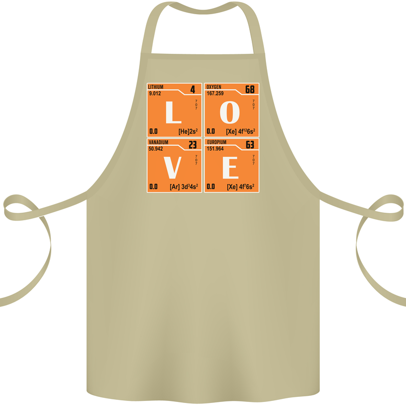 Love Periodic Table Chemistry Geek Funny Cotton Apron 100% Organic Khaki