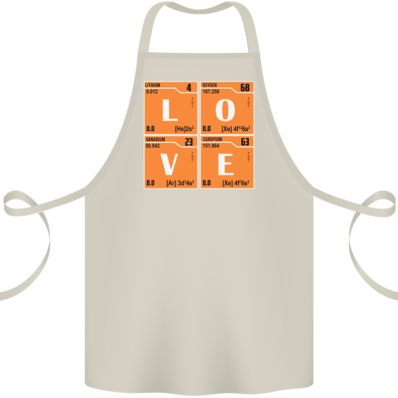 Love Periodic Table Chemistry Geek Funny Cotton Apron 100% Organic Natural