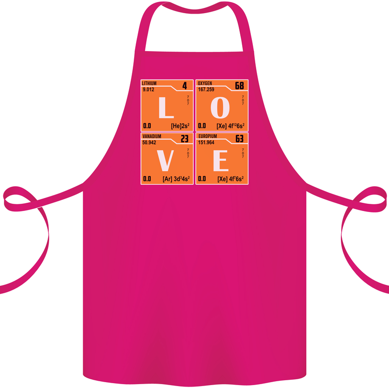 Love Periodic Table Chemistry Geek Funny Cotton Apron 100% Organic Pink