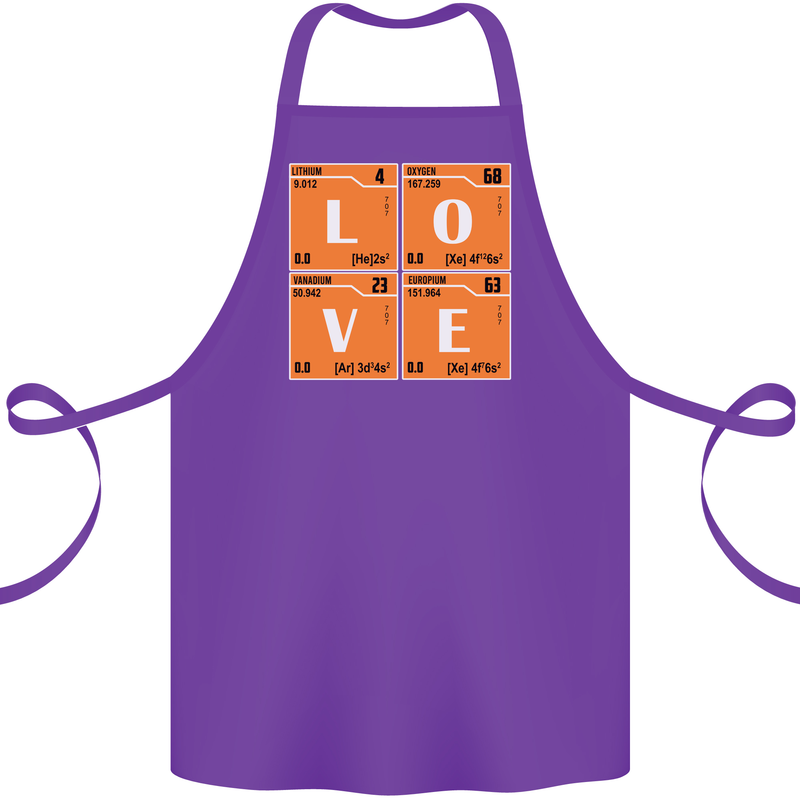 Love Periodic Table Chemistry Geek Funny Cotton Apron 100% Organic Purple