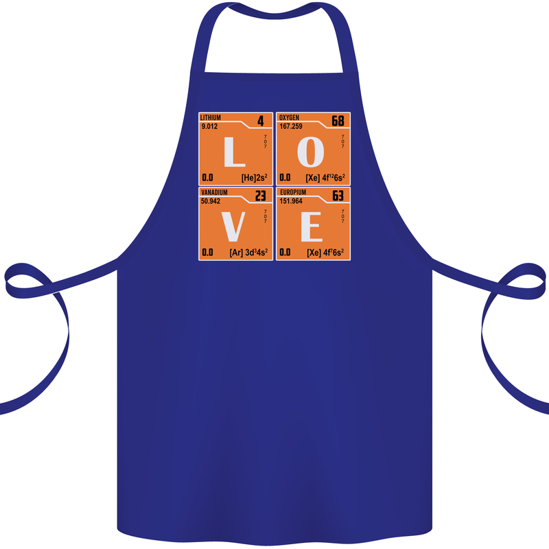Love Periodic Table Chemistry Geek Funny Cotton Apron 100% Organic Royal Blue