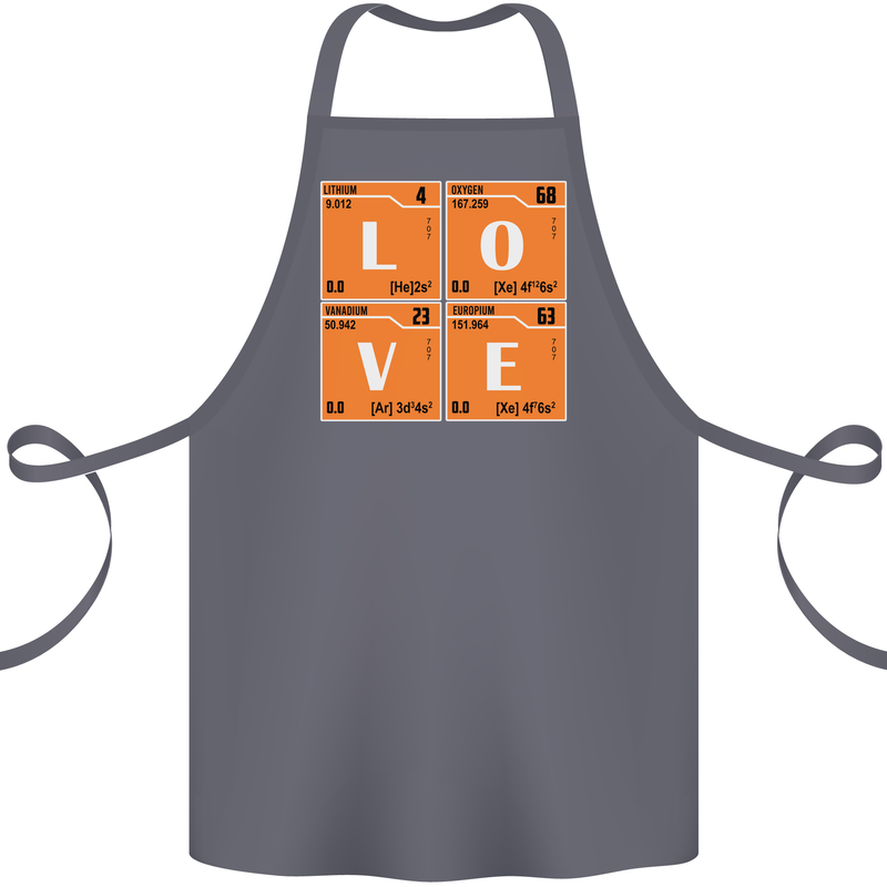 Love Periodic Table Chemistry Geek Funny Cotton Apron 100% Organic Steel