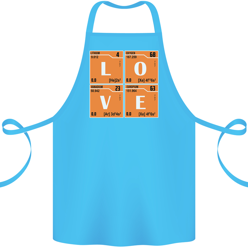 Love Periodic Table Chemistry Geek Funny Cotton Apron 100% Organic Turquoise