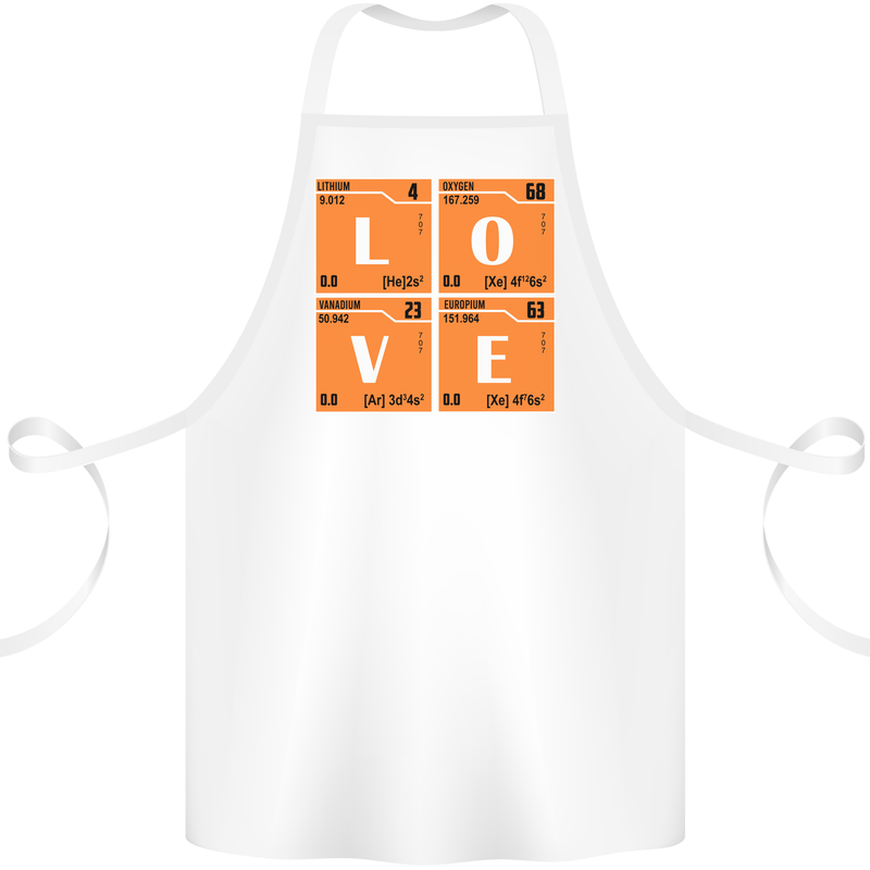 Love Periodic Table Chemistry Geek Funny Cotton Apron 100% Organic White