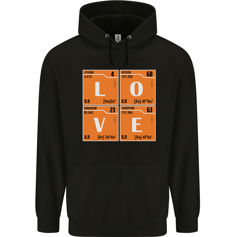 Love Periodic Table Chemistry Geek Funny Mens 80% Cotton Hoodie Black
