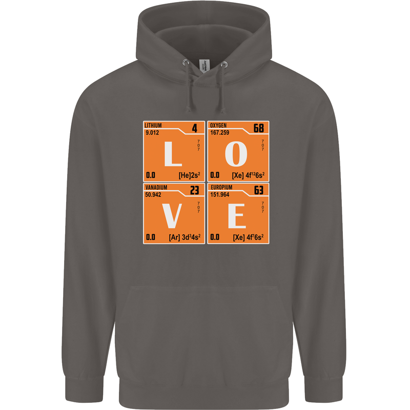 Love Periodic Table Chemistry Geek Funny Mens 80% Cotton Hoodie Charcoal