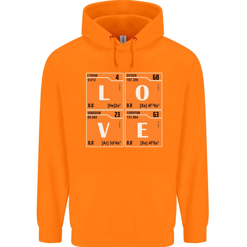 Love Periodic Table Chemistry Geek Funny Mens 80% Cotton Hoodie Orange