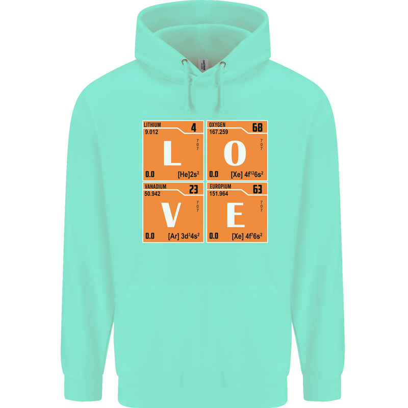 Love Periodic Table Chemistry Geek Funny Mens 80% Cotton Hoodie Peppermint