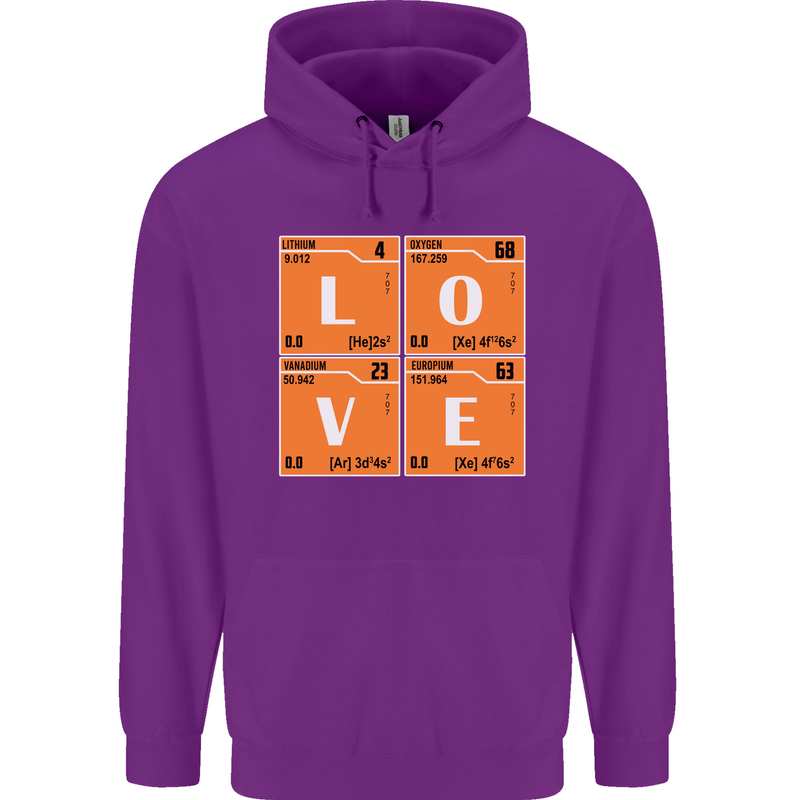 Love Periodic Table Chemistry Geek Funny Mens 80% Cotton Hoodie Purple