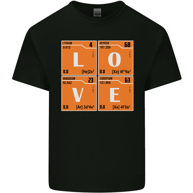 Love Periodic Table Chemistry Geek Funny Mens Cotton T-Shirt Tee Top Black
