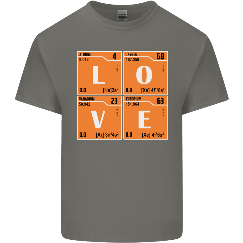 Love Periodic Table Chemistry Geek Funny Mens Cotton T-Shirt Tee Top Charcoal