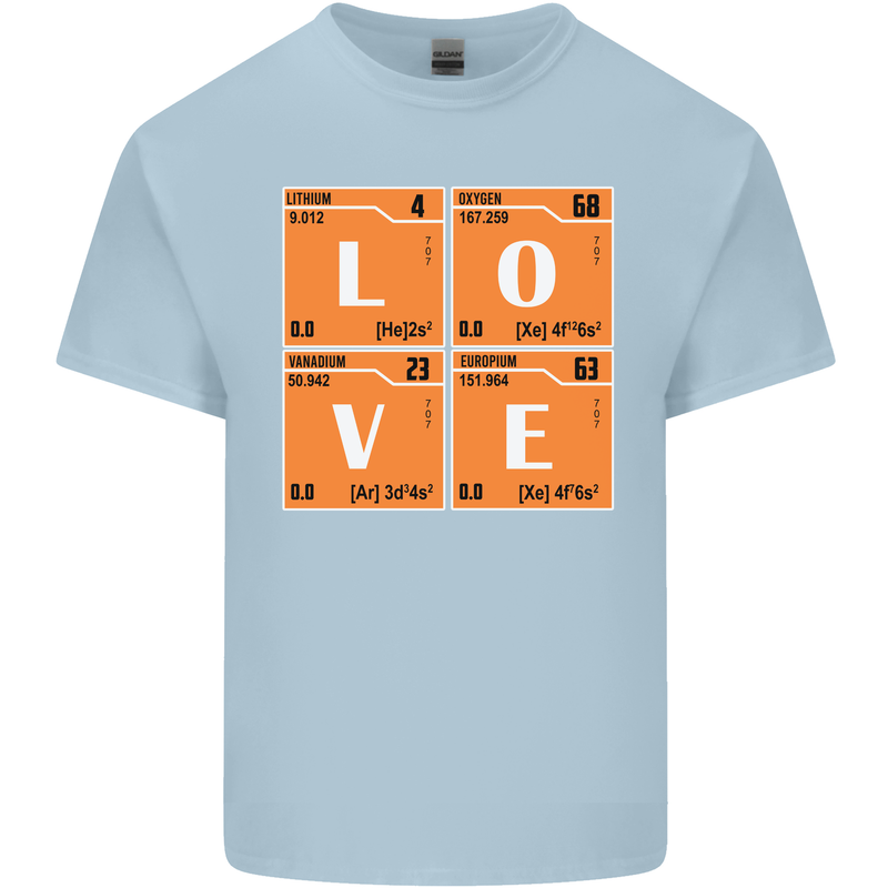 Love Periodic Table Chemistry Geek Funny Mens Cotton T-Shirt Tee Top Light Blue