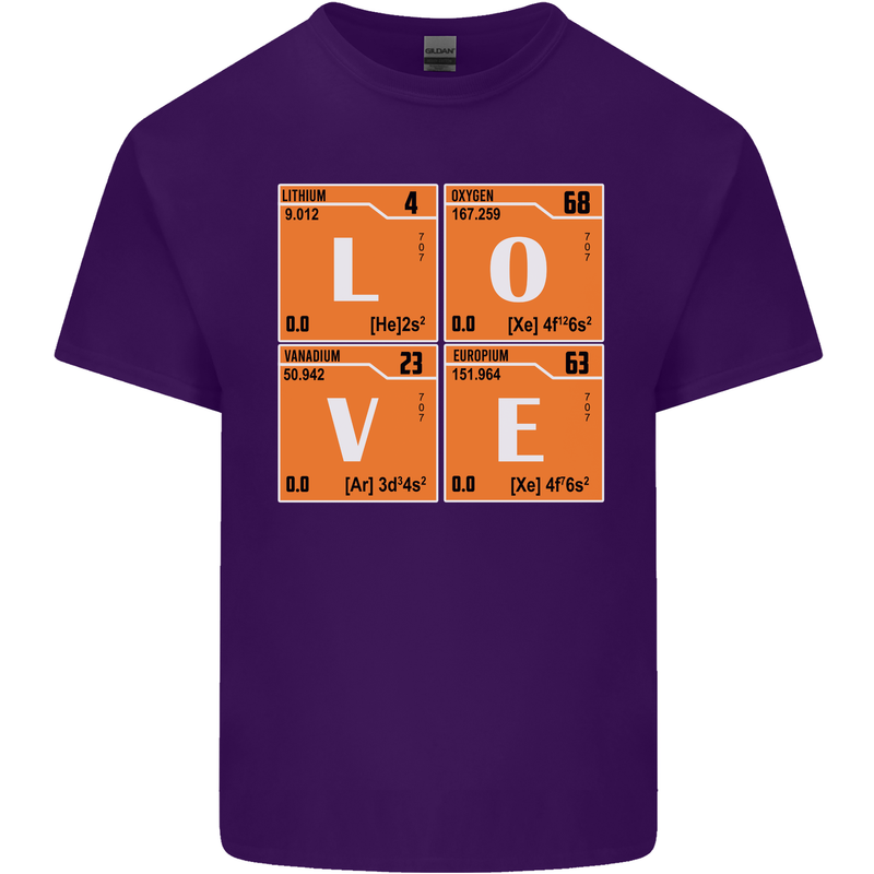 Love Periodic Table Chemistry Geek Funny Mens Cotton T-Shirt Tee Top Purple