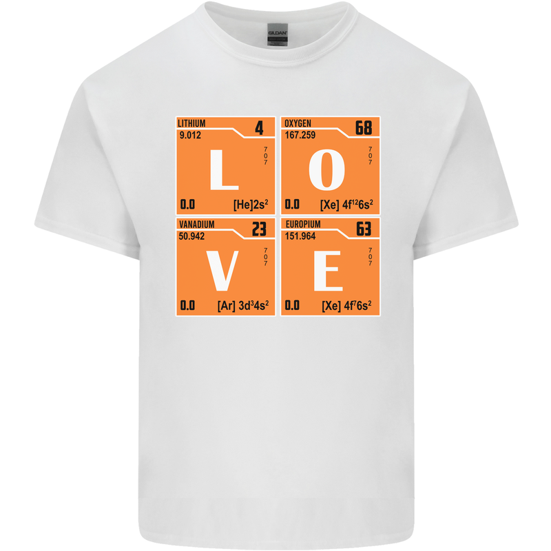 Love Periodic Table Chemistry Geek Funny Mens Cotton T-Shirt Tee Top White