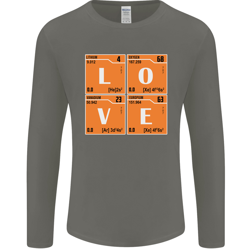Love Periodic Table Chemistry Geek Funny Mens Long Sleeve T-Shirt Charcoal