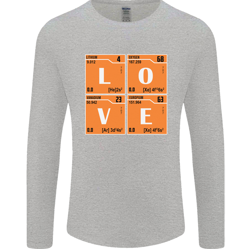 Love Periodic Table Chemistry Geek Funny Mens Long Sleeve T-Shirt Sports Grey
