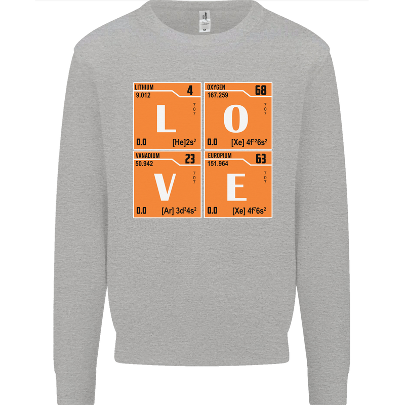 Love Periodic Table Chemistry Geek Funny Mens Sweatshirt Jumper Sports Grey