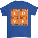 Love Periodic Table Chemistry Geek Funny Mens T-Shirt Cotton Gildan Royal Blue