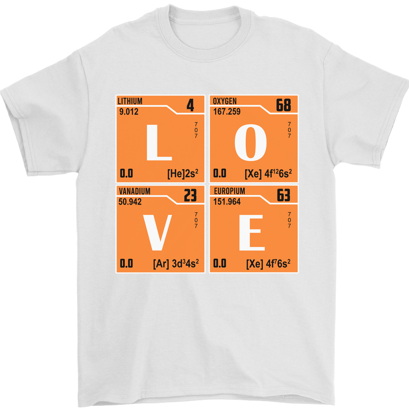 Love Periodic Table Chemistry Geek Funny Mens T-Shirt Cotton Gildan White