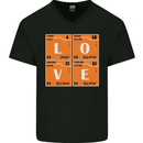 Love Periodic Table Chemistry Geek Funny Mens V-Neck Cotton T-Shirt Black