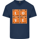 Love Periodic Table Chemistry Geek Funny Mens V-Neck Cotton T-Shirt Navy Blue