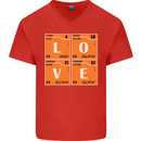 Love Periodic Table Chemistry Geek Funny Mens V-Neck Cotton T-Shirt Red