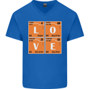 Love Periodic Table Chemistry Geek Funny Mens V-Neck Cotton T-Shirt Royal Blue