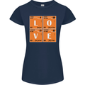 Love Periodic Table Chemistry Geek Funny Womens Petite Cut T-Shirt Navy Blue