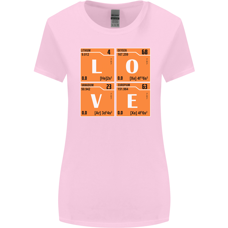 Love Periodic Table Chemistry Geek Funny Womens Wider Cut T-Shirt Light Pink