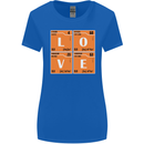 Love Periodic Table Chemistry Geek Funny Womens Wider Cut T-Shirt Royal Blue