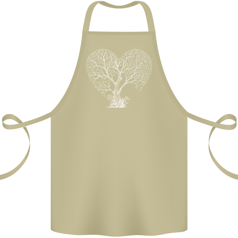 Love Tree Heart Aborist Ecology Environment Cotton Apron 100% Organic Khaki