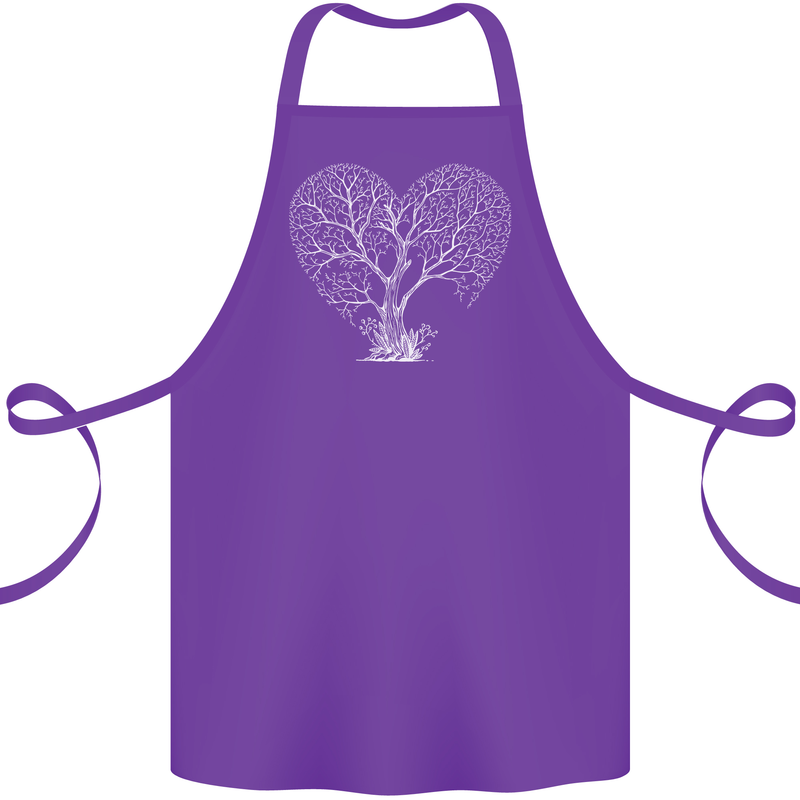 Love Tree Heart Aborist Ecology Environment Cotton Apron 100% Organic Purple