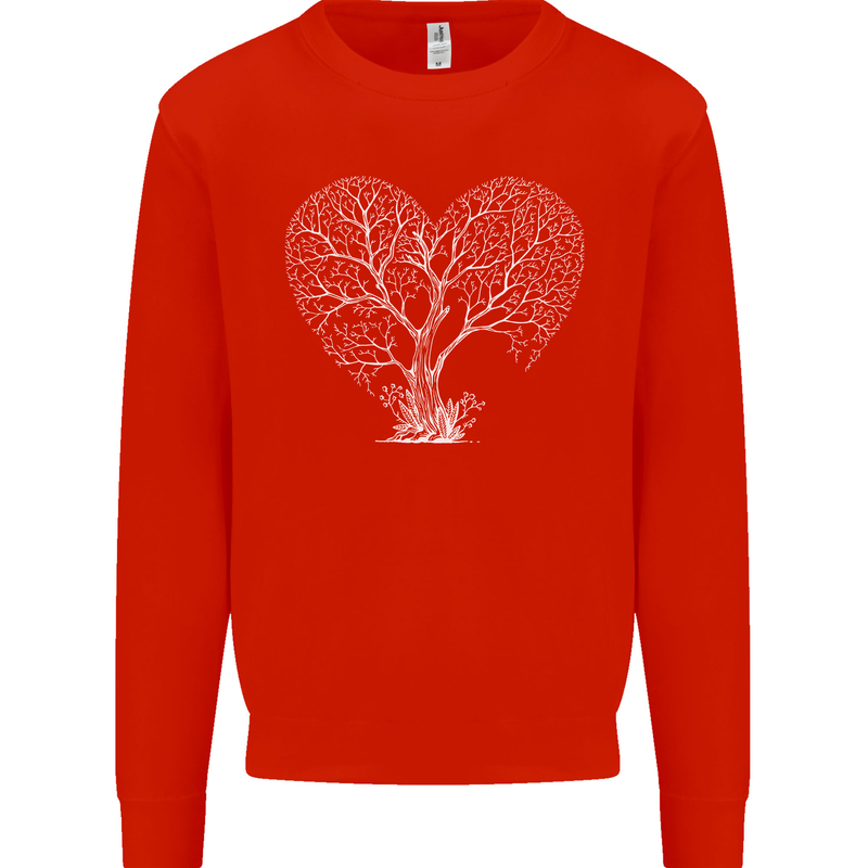 Love Tree Heart Aborist Ecology Environment Kids Sweatshirt Jumper Bright Red