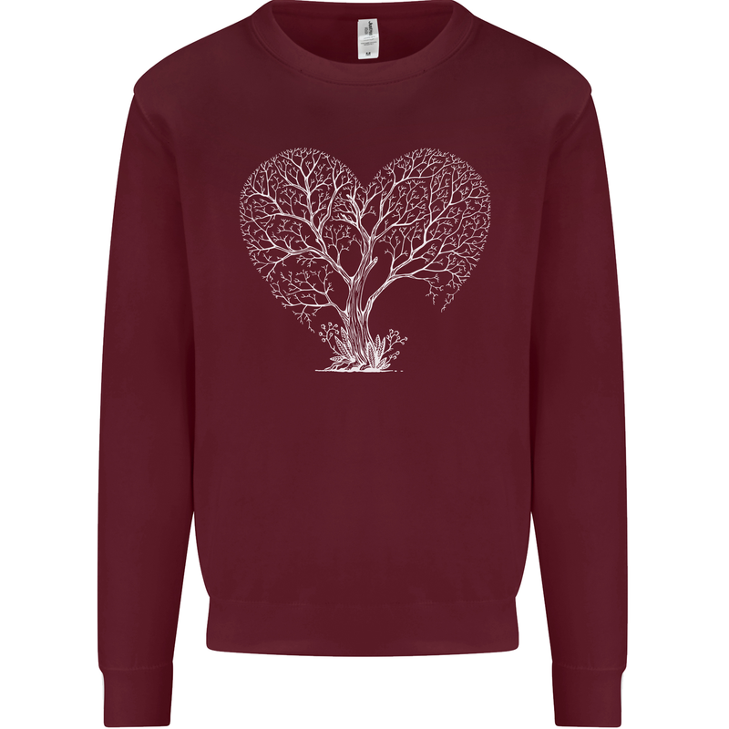 Love Tree Heart Aborist Ecology Environment Kids Sweatshirt Jumper Maroon