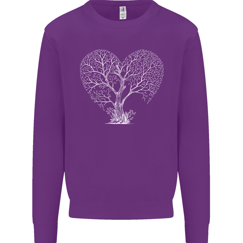 Love Tree Heart Aborist Ecology Environment Kids Sweatshirt Jumper Purple